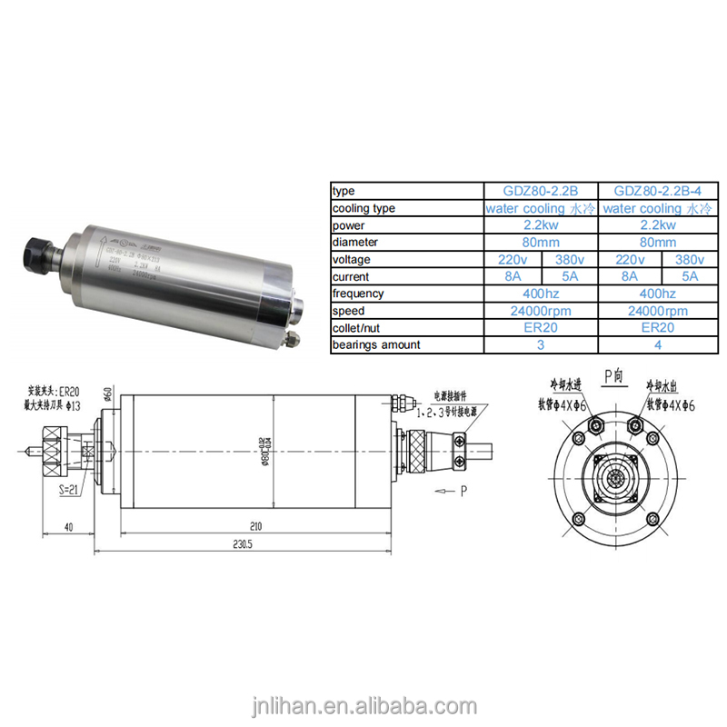2.2kW, 220V, 수냉식 CNC 라우터 스핀들 모 - 2.2Kw Water Cooled Spindle Kit Vfd 리뷰 및 가격
