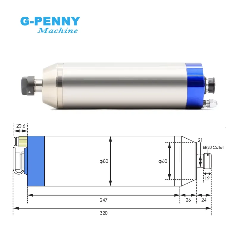 G-Penny 2.2kw ER20 D80 12000rp - 2.2Kw Water Cooled Spindle Kit Vfd 리뷰 및 가격