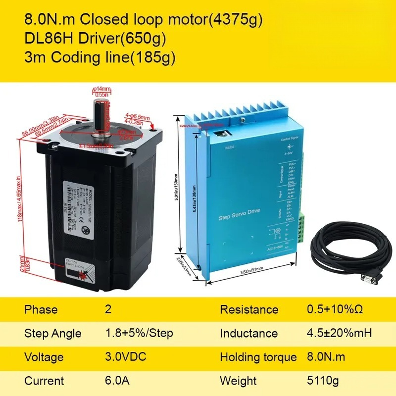 산업용 Nema 34 폐쇄 루프 스테퍼 모터 세트 4N - Hybrid Servo Driver Nema 34 8.5Nm 리뷰 및 가격